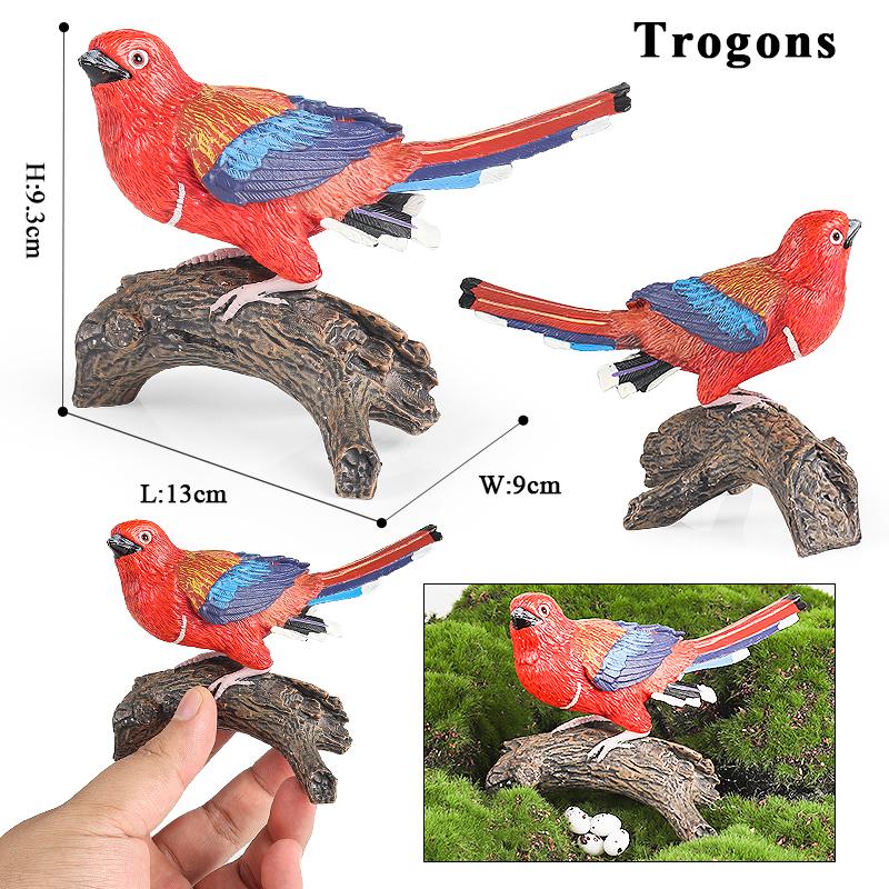 Oenux Bird Nest Animals Peacock Parrot Trogon Hornbill Owl Model PVC Action Figures Big Garden Decoration Cute Kids Toy Gift