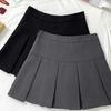 Women's Gray A-Line Pleated Skirt - High Waist, Anti-Exposure, Slimming Short Skirt for Spring/Autumn 2024