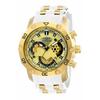 Invicta Pro Diver 23424 Quartz Watch, 50mm Case, White Gold with Silicone and Stainless Steel Strap, Gold Dial, Beige