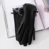 Ladies Thermal Gloves Fleece Bow Windproof And Cold Touch Screen Suede Cycling Gloves