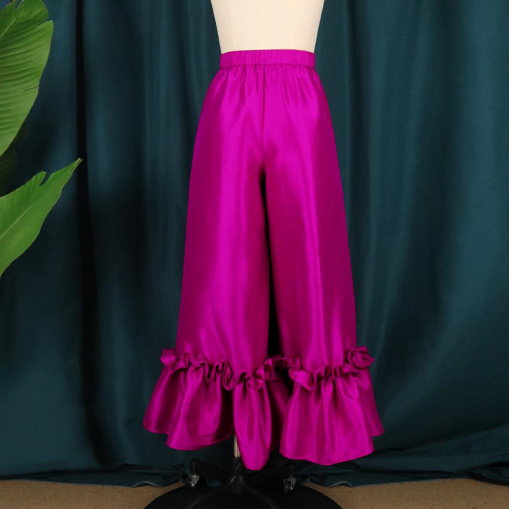 Summer High Waist Loose Ruffle Wide Leg Pants for Women