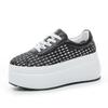 Fashion 8CM Air Mesh Weave Microfiber Genuine Leather High Brand Platform Wedge Fashion Summer Comfy Shoes Sandals Women Chunky Sneaker