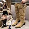 Boots Women's Summer 2025 New Big Tube Circumference High Boots Pointed Thick Heel Pile Boots Western Cowboy Knight Boots