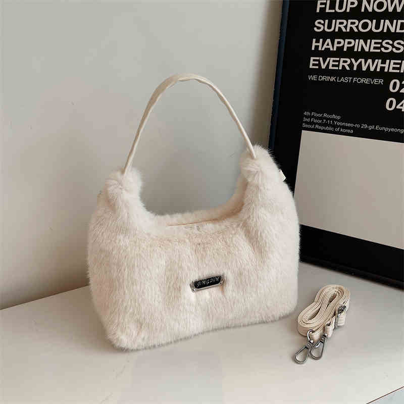 Fashion Faux Fur Women Crossbody Bags Autumn Winter Trendy Furry Shoulder Bag Lady Daily Commuter Handbags