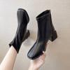 Fashion Square Toe Chunky Heel Ankle Boots for Women Square Toe Fashion Ladies Warm Winter Short Boots Zipper Square Heels Shoes2024