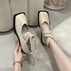 New Design Mary Jane Shoes Women Elegant Square Toe Flats Summer Outdoor Elastic Band Sandal Fashion Ladies Shoes