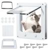 Upgraded Cat Flap Door with 4 Way Locking ABS Plastic Security Flap Door Pet Door for Cat Up To 16lbs for Interior Exterior Gate