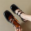 Fashion Retro Thick Heel Medium Heel Mary Jane Pumps Square Toe Silver Black Sandals Summer New Large Size 32-46 Women's Shoes Fashion