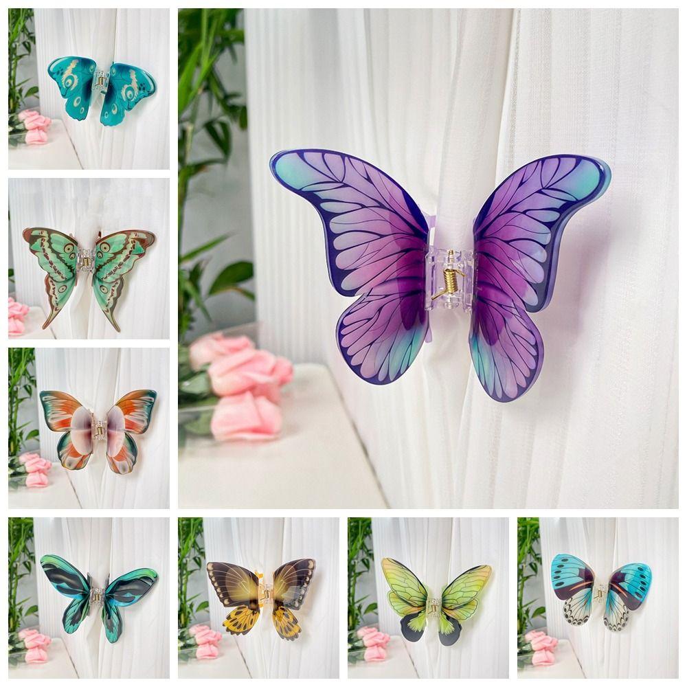 Animals Butterfly Hair Claw Printing Large Shark Clip Creative Butterfly Hair Clip  Female