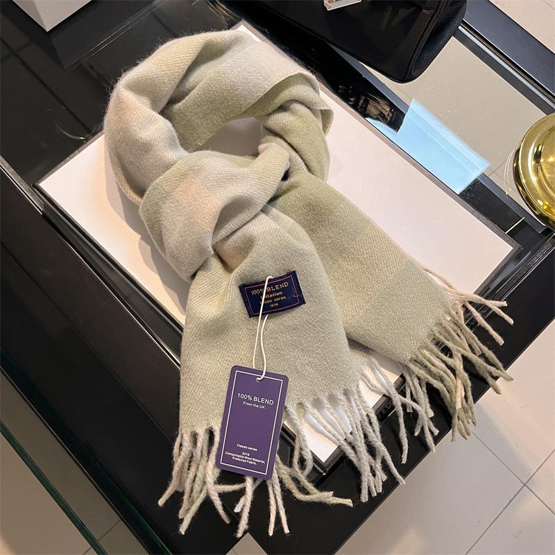 2024 Британский красный клетчатый шарф из искусственного кашемира: Теплый зимний подарочный платок на шею