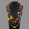Creative Colored Irregular Wood Bead Necklace Female Bohemian African Style Necklace Sweater Chain