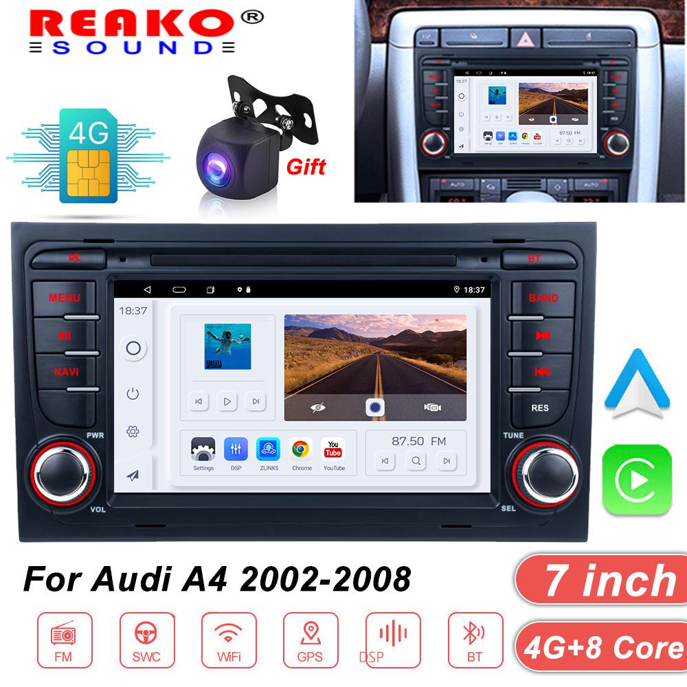 Wireless Carplay 2 Din Android 12 For A-udi A4 B6 B7 S4 RS4 Seat Exeo 2002-2008 Radio Multimedia Stereo Head Unit 4G 8-core GPS Navigation