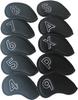 Set of 10 Golf Club Head Covers for Irons with Numbers (black)