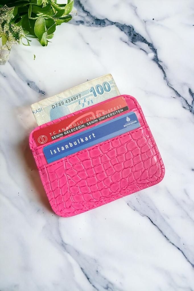 Women's Card Holder Double-sided Small Gift Accessory Fuchsia