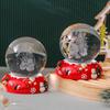 Yousheng Christmas Faux Crystal Ball Night Light 3D Santa Claus Snowman Elk Glass Ball Lamp with Base Glowing Decorative Glass Sphere Home Bedroom