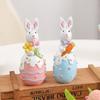 Cute Bunny Shaped Easter Ornaments Cartoon Easter Egg Resin Decoration Living Room Desktop Decoration Crafts Children Gifts