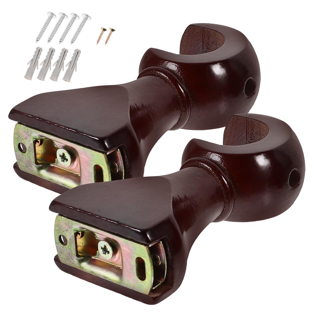 2 Pcs Curtain Rod Tray Hangers Pole Wall Support Rack Drapery Closet Bracket Hooks Track