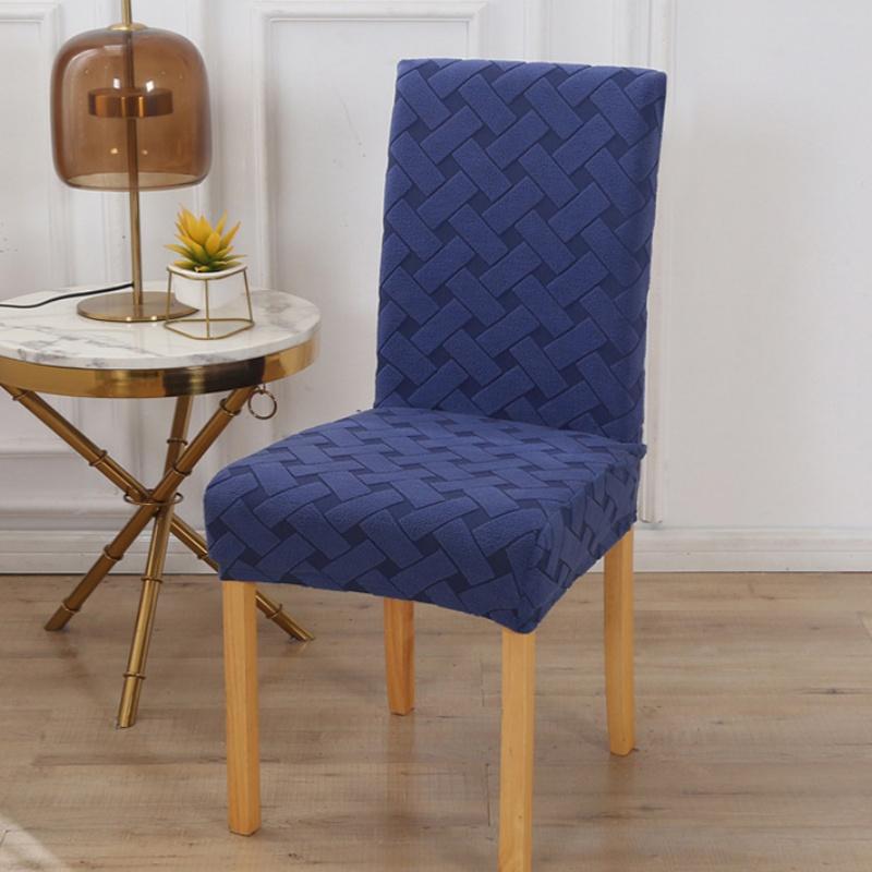 1 Pcs Thick Elastic Chair Seat Cover with Cross Jacquard Polyester Chair Cover Suitable for Hotel Banquet Restaurants