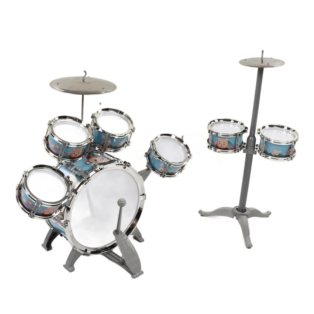 Kids Jazz Drum Set 7 Drums Loud Sound Compact Beginner Drum Kit with Stool for 3 Years Old Above