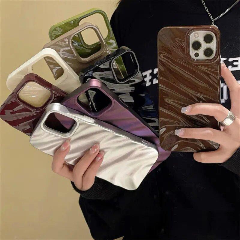 Wavy Pattern Candy Color Phone Case For iPhone 13 Case iPhone 14 15 Pro 11 12 Pro Max X XR XS 7 8 Plus SE Soft Shockproof Cover