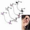 1.2mm Heart Double Lobe Helix Piercing Earring Chain Cartilage Earring Studs Dangle Girl Fashion Body Jewelry