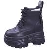 Ankle Boots for Women New Winter Motorcycle Boots 12CM Wedge Heels High Platform Leather Shoes Woman Autumn Thick Sole Boot