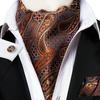 Mens Business Cravat Silk Ascot Scarves Paisley Tie Set for Men Handkerchief Cufflinks Set