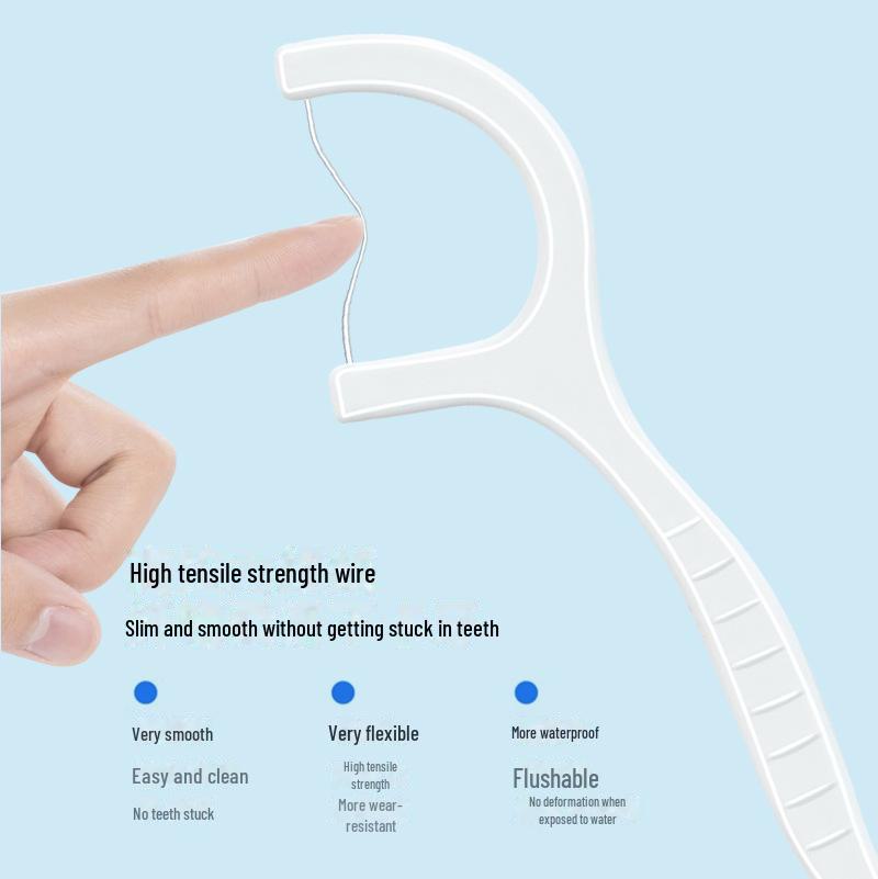 Portable Dental Floss Sticks - 50 Pack | Individually Wrapped for Easy Oral Cleaning