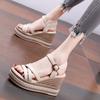 Wedge Heel Sandals Women's Summer New Thick-soled One-word Buckle High-heeled Fashion Fish Mouth Sandals