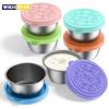 1pc Salad Dressing Container With 1.35oz/40ml Reusable Stainless Steel Cup And Leakproof Silicone Lids For Lunch Box and Picnic