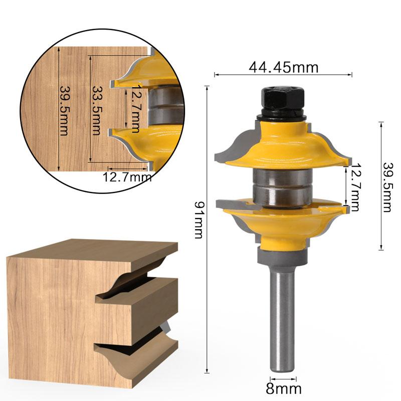 3pcs 8mm 12mm 1/2inch Shank Entry Interior Tenon Door Router Bit Set Ogee Matched R&S Router Bits Carving for Wood