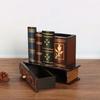 Storage Drawer Wood Pen Holder Drawers Stationery Holder Book Shape Retro Wood Pen Holder Pen Case