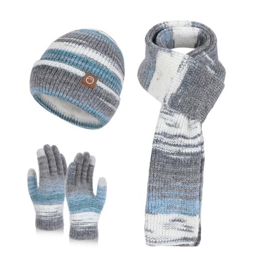 3 шт./компл. Женская зимняя шапка, шарф, перчатки, комплект, утолщенная бархатная подкладка, вязаная шапка