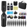 Easy Cordless Tattoo Machine Complete Kit, Rotation Speed Adjustable, Waterproof Battery Pen Set, Cartridge Needles for Body Art, 1.DC Black, 1 Piece
