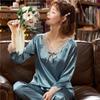 Spring and Autumn Ice Silk Long-sleeved Thin Women's Pajamas Sexy Korean Style Cute Spring and Summer Plus Size Two-piece Suit