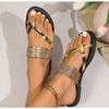 Summer Women Flat Slippers Trendy Sparkle Rhinestone Sandals New Beach Dressy Slippers Slip On Bling Casual Shoes Slides Women