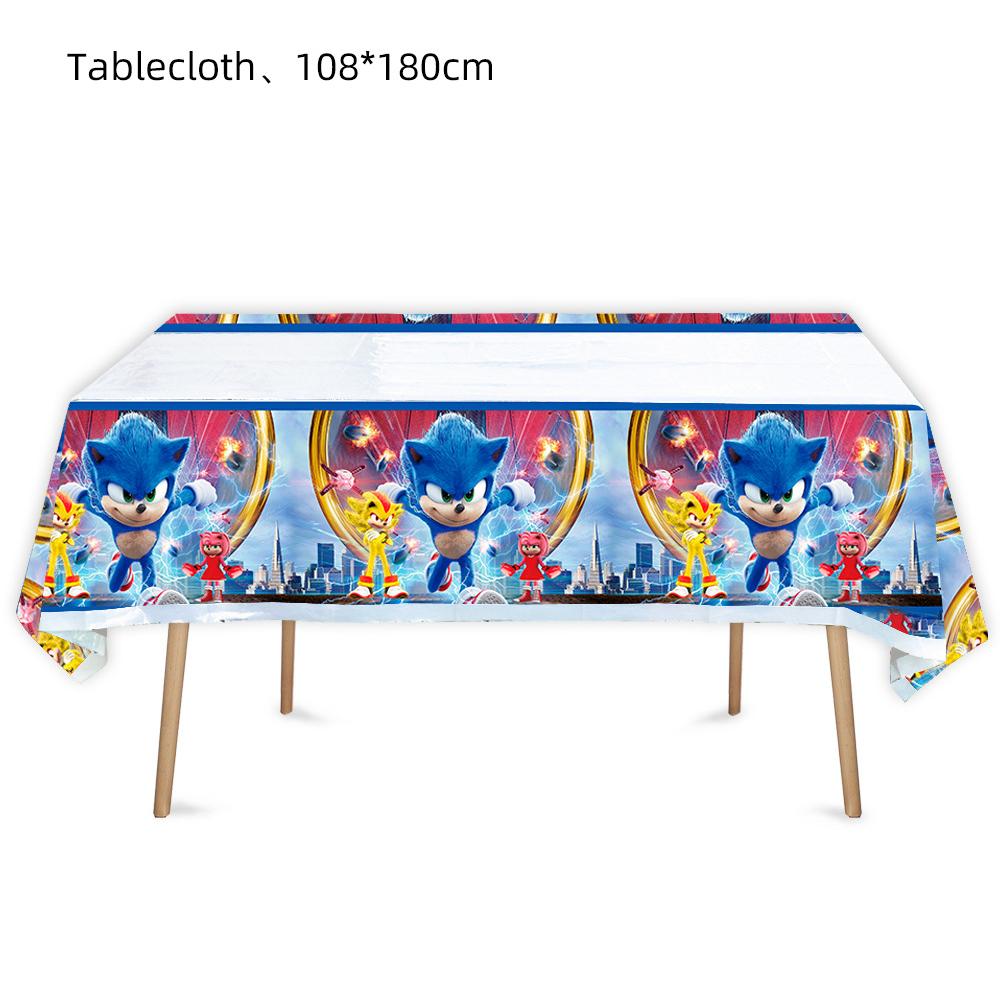 51pcs Sonic Birthday Party Supplies Including Tablecloth, Plates, Napkins Cups