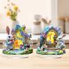 Easter Egg Bunny Ornament 2D Flat Acrylic Decoration Cartoon Rabbit Colored Egg Desktop Ornament for Bookshelf Mantel TV Stand