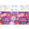 Plastic Floral Happy Birthday Party Table Cover