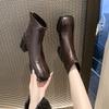 Simple Skinny Booties 2025 Autumn New Square Toe Rear Zipper Anti-Slip Wear-Resistant High Heels