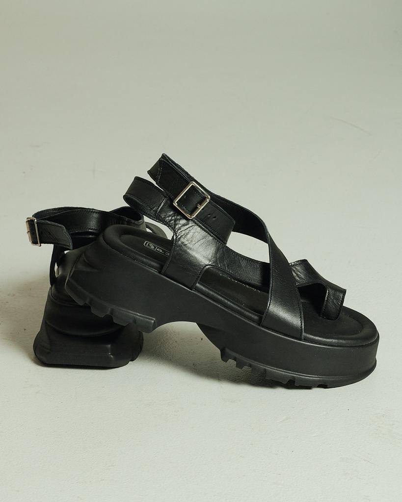 Platform Sandals Through the Finger Phany 31943 36 Black Leather