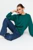 Women's Fashionable Stylish Sweatshirt Emerald Green Relaxed Comfortable Fit Basic Raglan Sleeve Crew Neck Knitted Sweatshirt