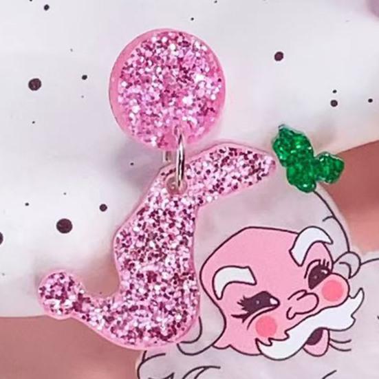 Santa Dangle Earrings Funny Christmas Earrings Glitter Santa Claus Charm Earrings Holiday Gift for Ladies Girls Xmas Party Accessories