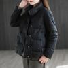 Women's Autumn and Winter Padded Thickened Stand Up Collar Jacket Increased Size Warm Casual Short Loose Thin Outerwear