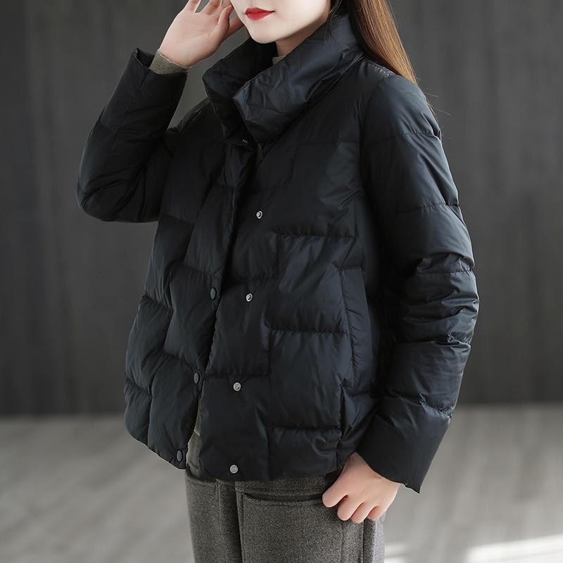 Women's Autumn and Winter Padded Thickened Stand Up Collar Jacket Increased Size Warm Casual Short Loose Thin Outerwear
