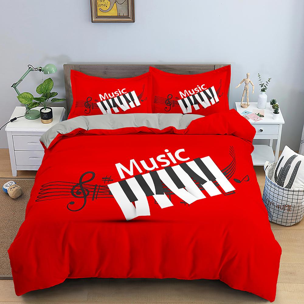 Music Duvet Cover Set 3D Print Music Note White Black Comforter Cover For Boys Girls Teens Polyester Bedding Set King Queen Size