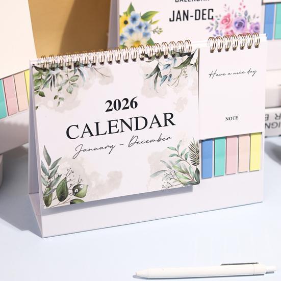 2026 Desk Calendar Small Standing Flip Desktop Calendar Jan. 2026 - Dec. 2026 12 Months Calender with Sticky Note And Memo Pages for Home School