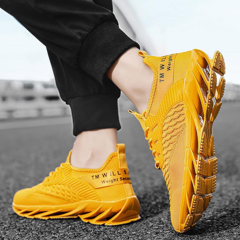 Spring/Autumn Men's Large Size Blade-soled Shoes Flying Weave Fitness Jogging Shoes