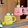 Cute Cartoon Ceramic Mug with Lid for Household Drinking Water Cup Coffee Cup Couple Cup Gift Souvenir Exquisite
