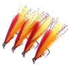 Bimoo 4PCS #6 Orange & Red Streamer Fly Minnow Bait Fish Artificial Trout Fly Fishing Lure